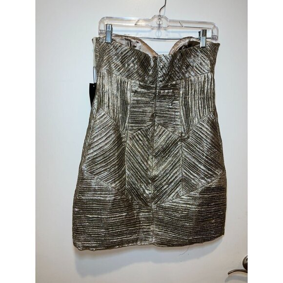 NWT John Paul Ataker Metallic Strapless Cocktail Dress Gold Size 44/10 - Picture 4 of 8
